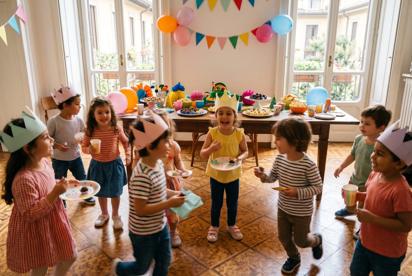 Bambini a una festa di compleanno
