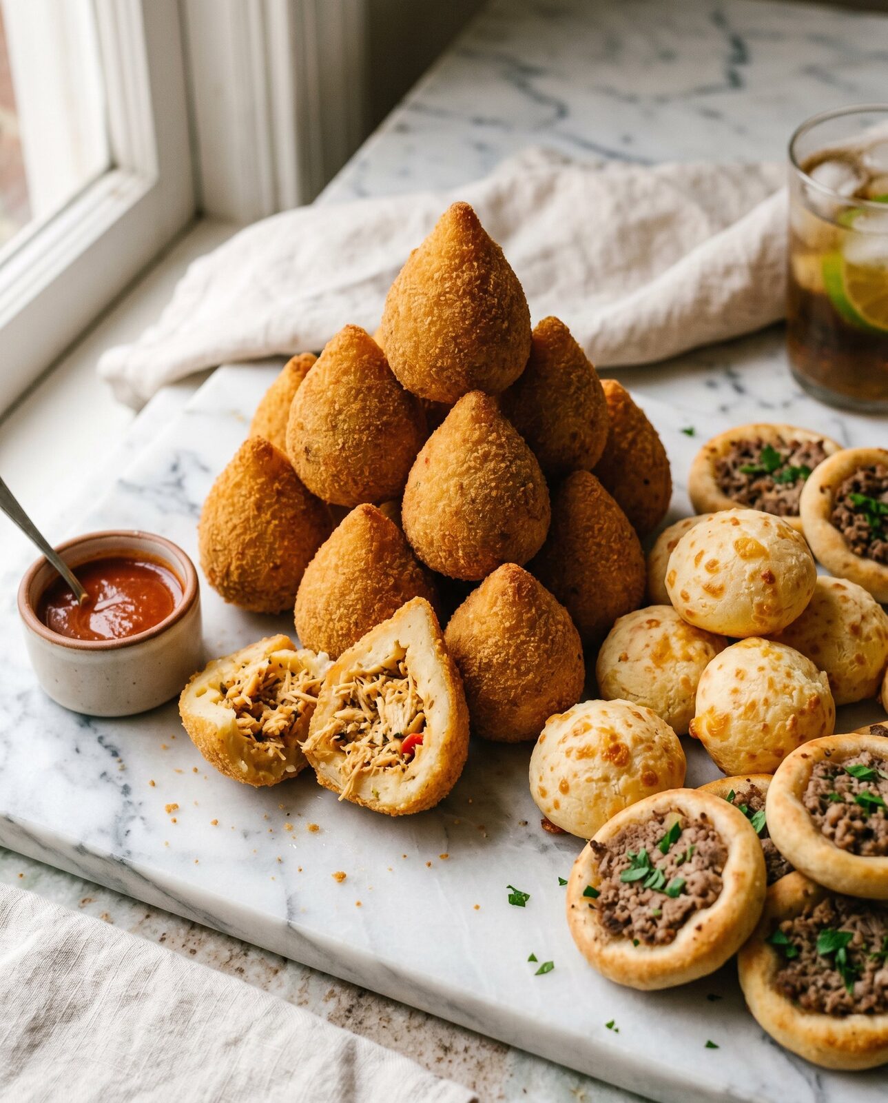 Coxinhas, pão de queijo ed esfihe